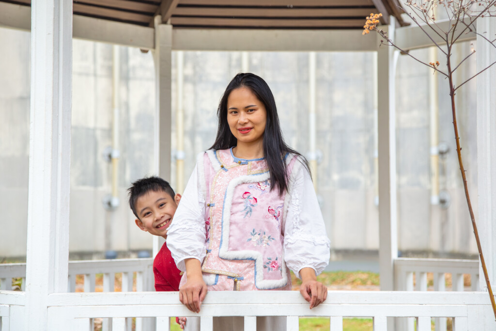 Queenie with her son.
